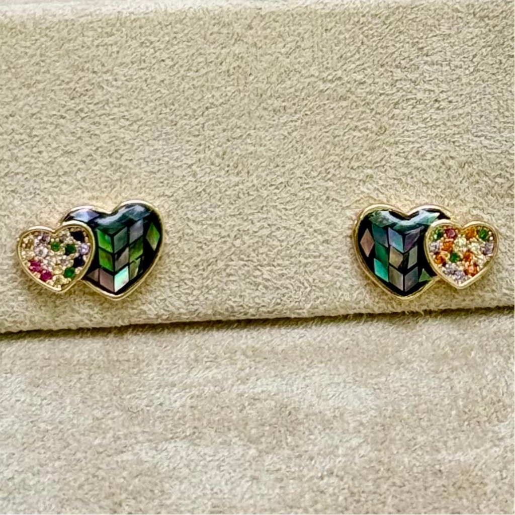 Tiny Treasures Doubled Heart Earrings - MARA