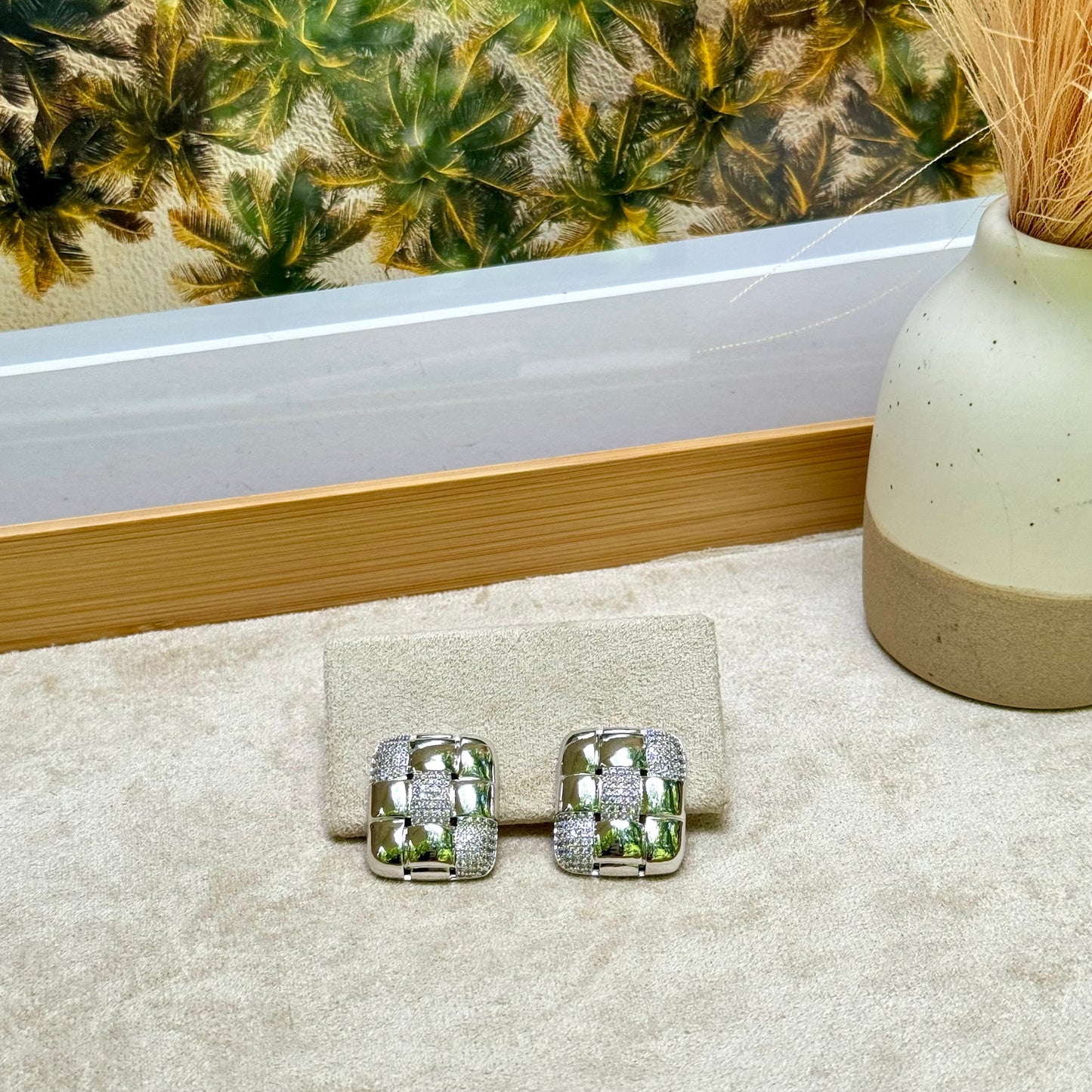 Empower Glow Checkered Zirconia Earrings - DULCE