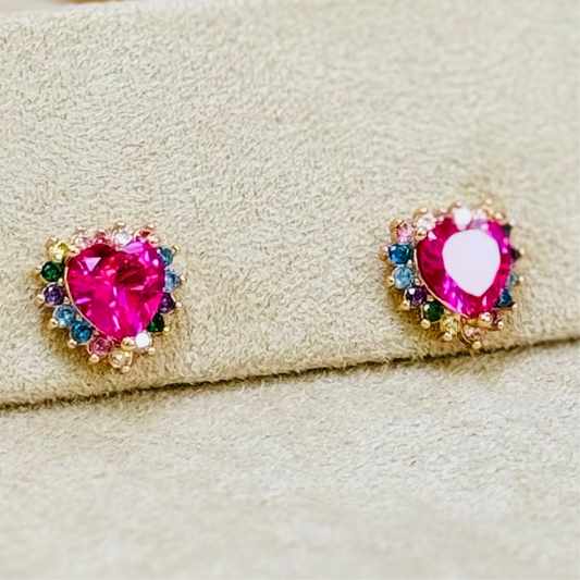 Tiny Treasures Heart Crystal 1 Earrings - MAYA