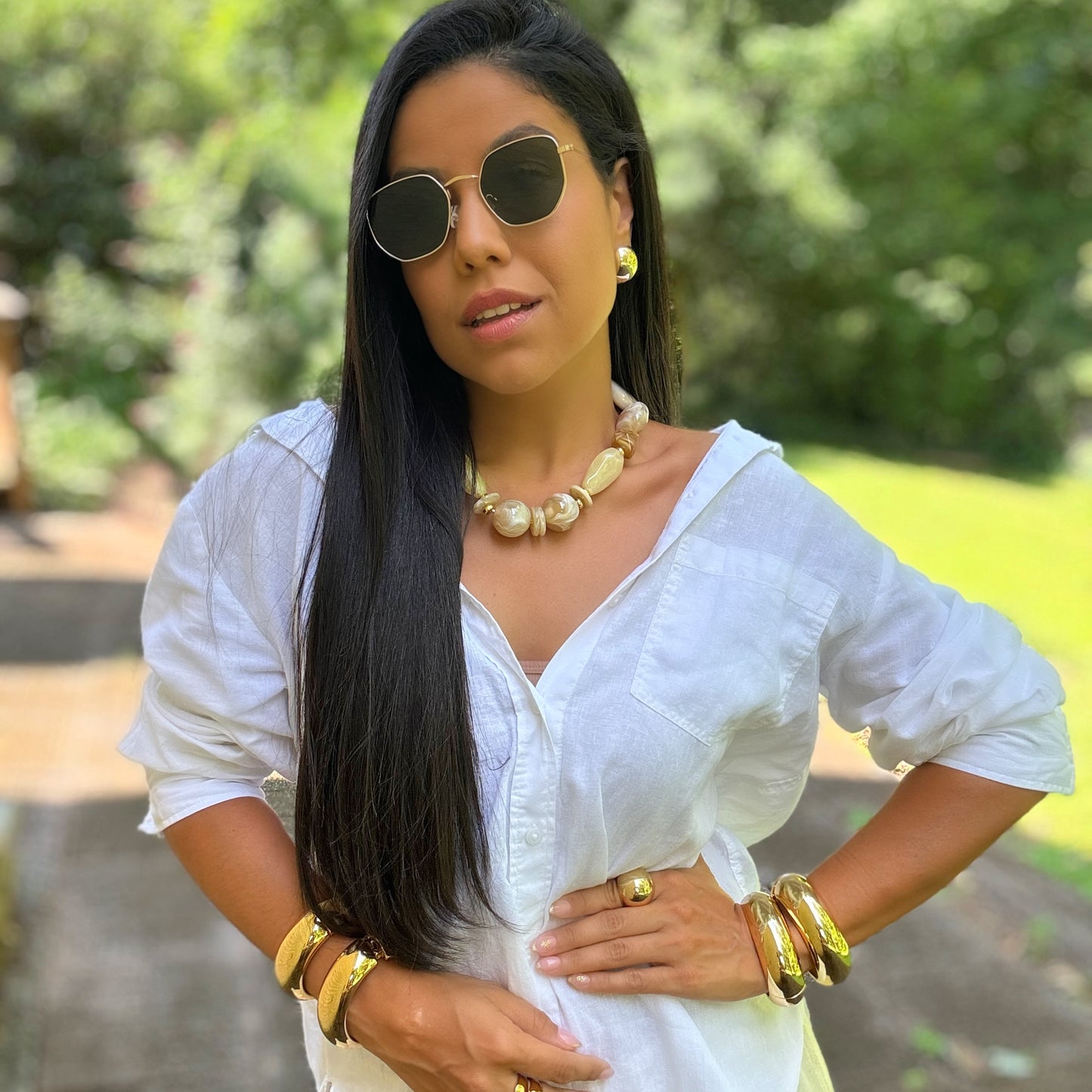 Golden Marble Resin Necklace – Limited Edition | RUTE