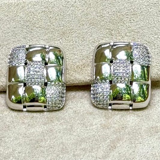 Empower Glow Checkered Zirconia Earrings - DULCE