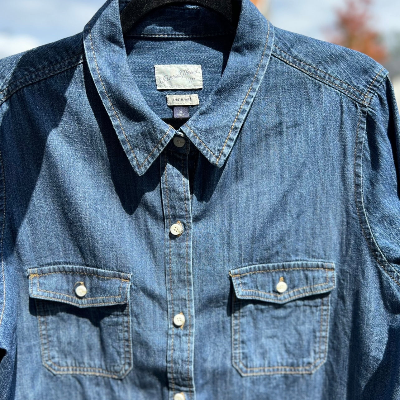 Denim long-sleeve shirt