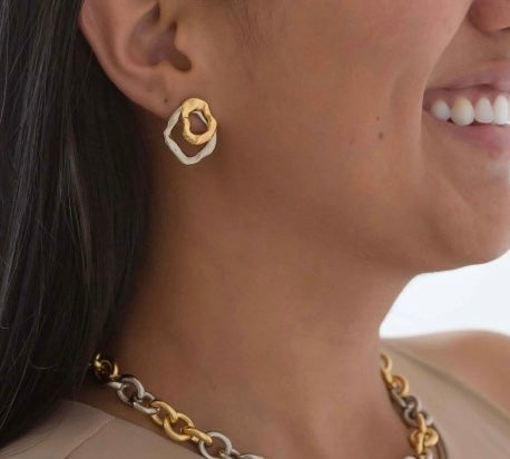Mixed Metals Double Earrings - ALBA