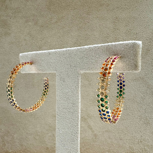 Tiny Treasures Rainbow Hoops Earrings - MARI
