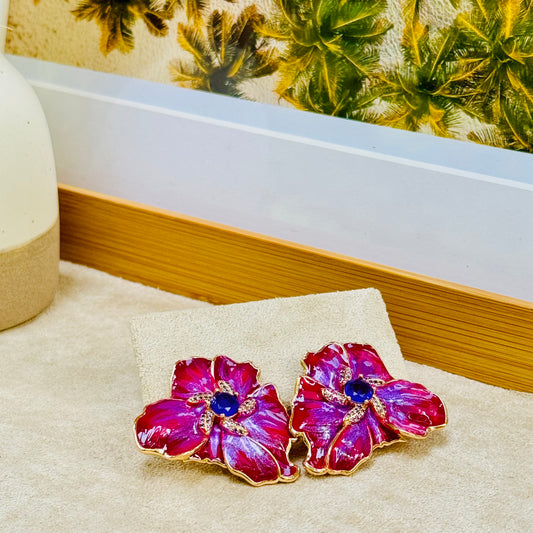 Wild Bloom Flower 2 Earrings - VIOLET