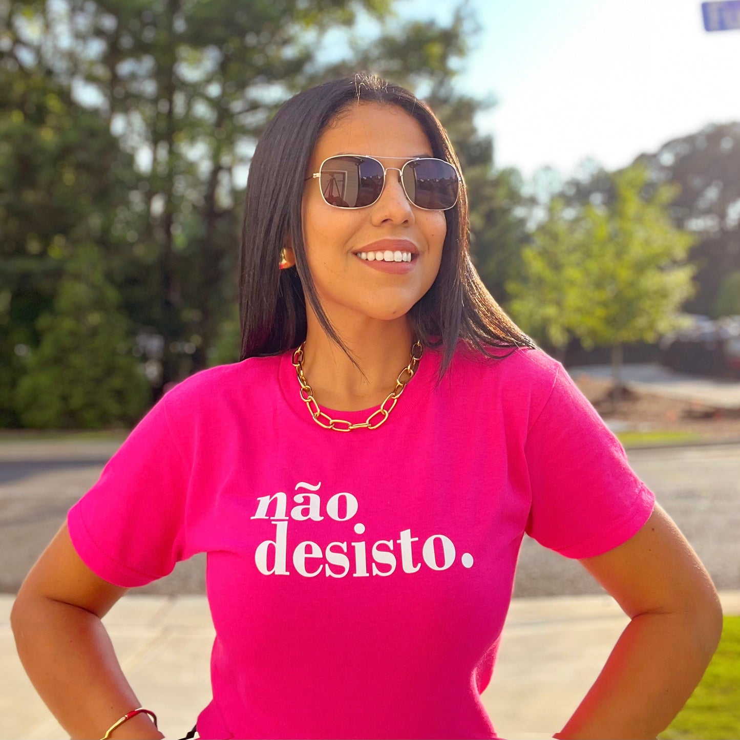 T-Shirt - Ref. Não desisto. (Pink)